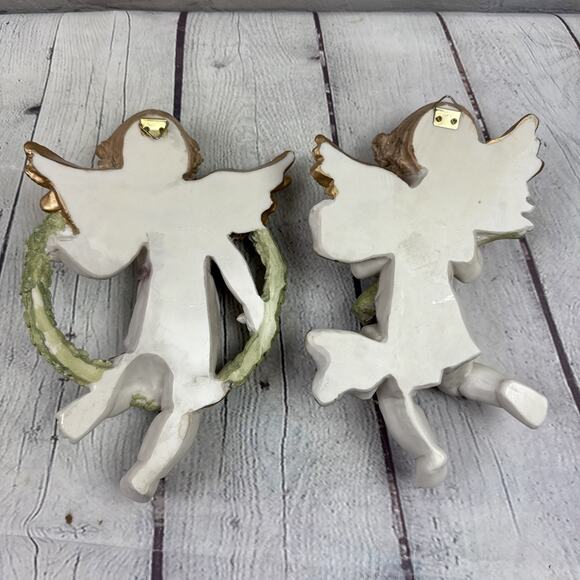 Touch of Class Porcelain Like Angels Wall Figurine Set 10" 2 Piece - Picture 4 of 8